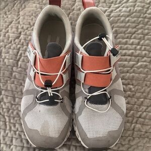 Women's Athletic Sneakers in Light Gray and Coral